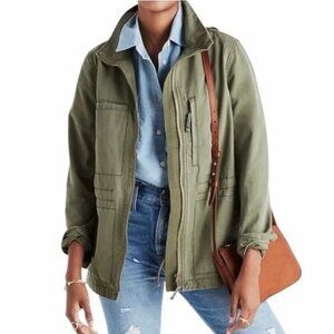 Madewell Fleet Jacket Olive Green Zip Military Utility Chore Coat Womens, X-Smal